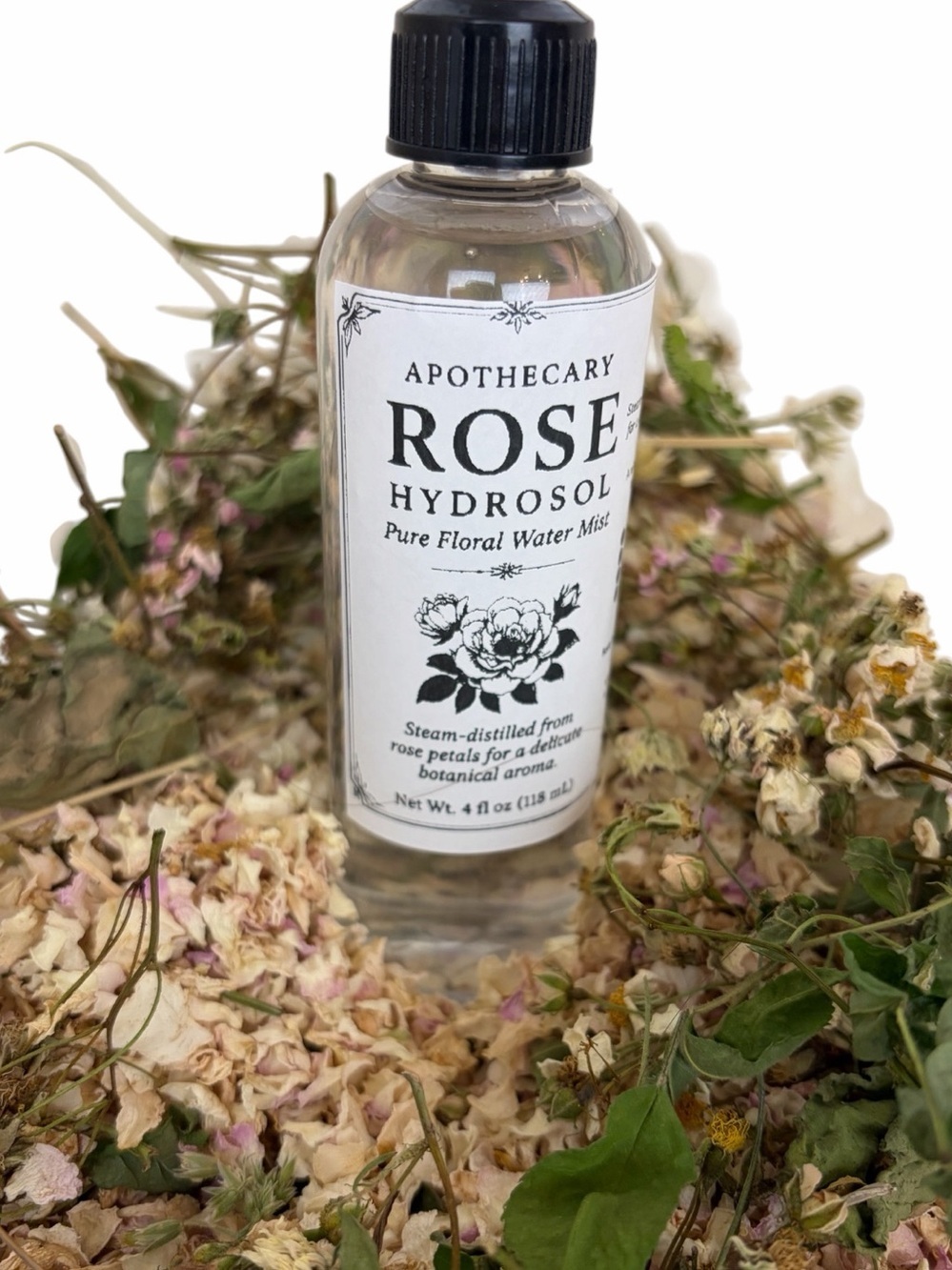NWT Pure Rose Hydrosol Face Mist Toner Clear Glass Bottle 4oz